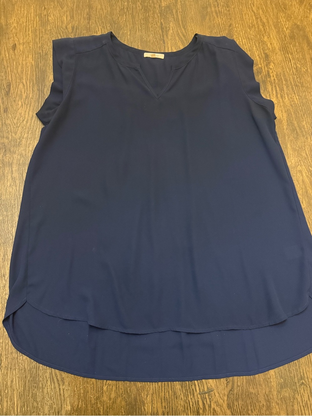 Classic Navy Sleeveless V-Neck Blouse - Women